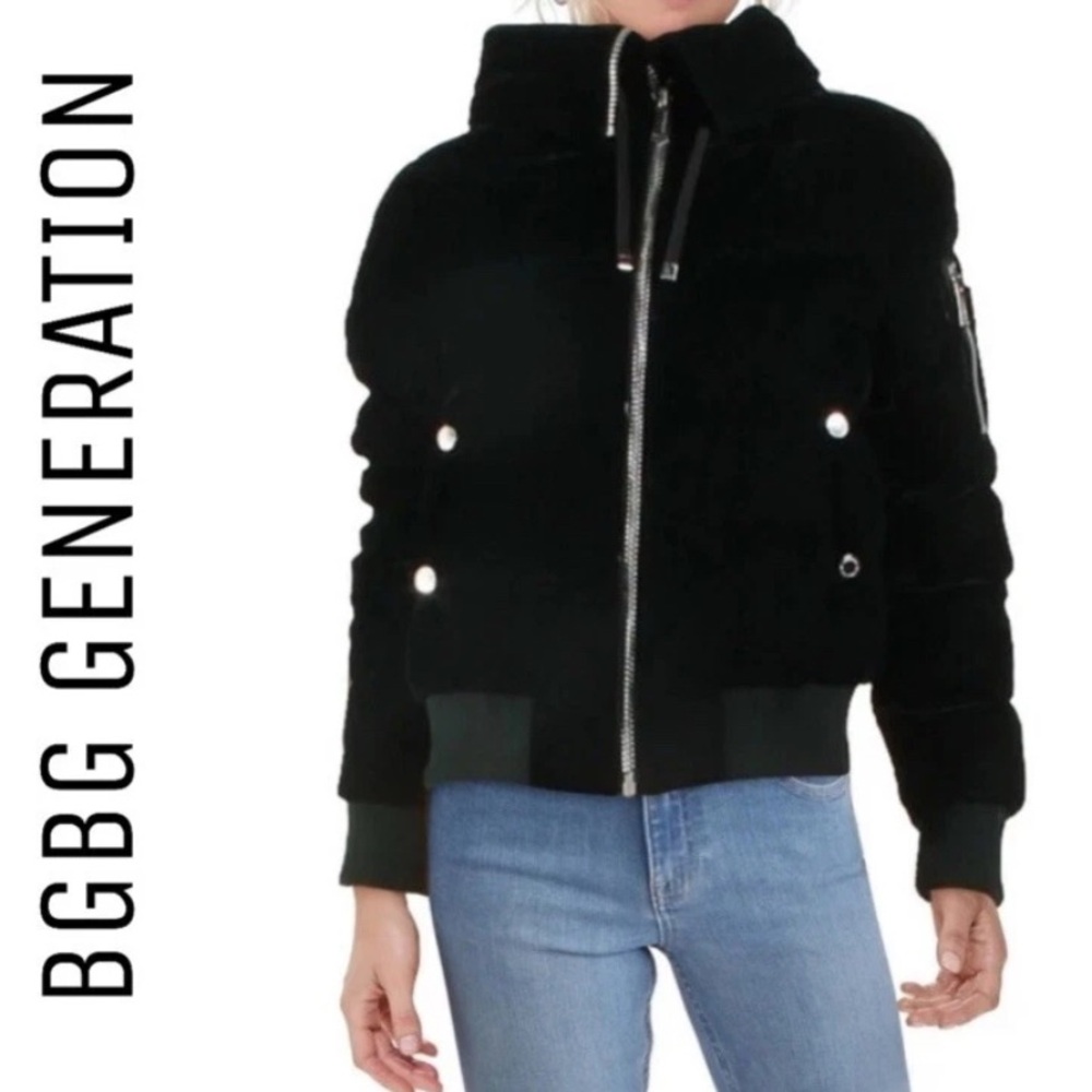 BCBGeneration Women's Velvet Hooded Bomber Coat Jacket $249 - Picture 3 of 16